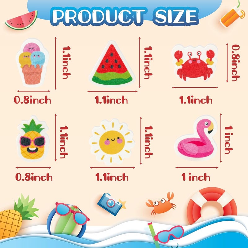 Yopyame 60PCS Summer Mini Erasers Bulk Ice Cream Watermelon Flamingo Tiny Erasers Assorted Novelty Pencil Eraser Puzzle Eraser Desk Pet Student Homework Prizes Gift Filling Party Favors - Image 2